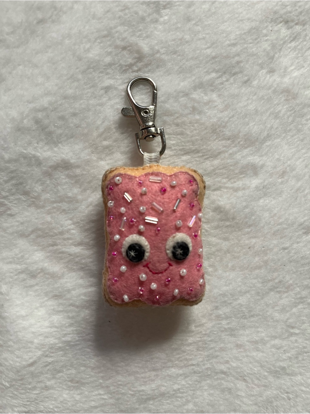 Pop tart Pink Felt Pop-Tart Keychain with Beaded Sprinkles